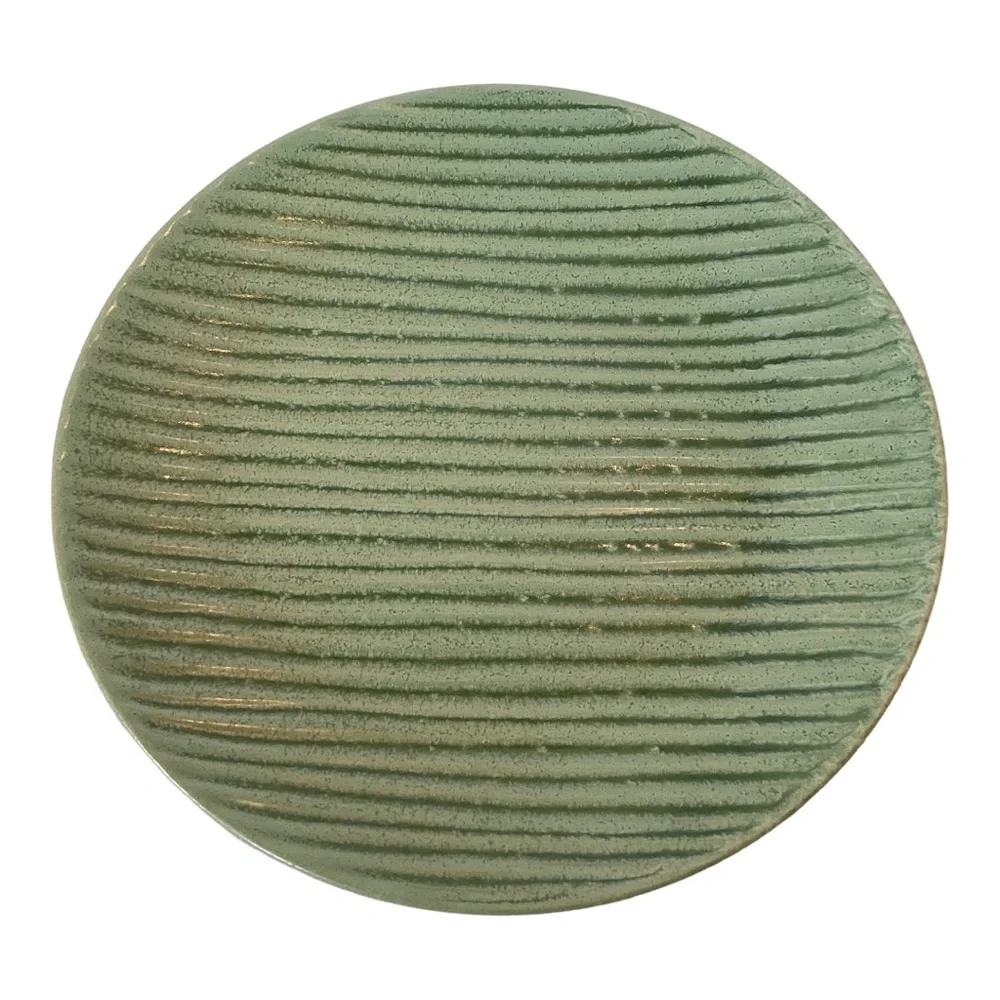 Pier 1 Essentials Stoneware Rippled Plate Green Single Heavy Dinner Plate